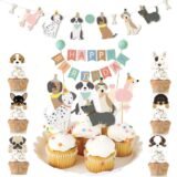 Pet Dog Cupcake Toppers Pet Dog Themed Birthday Party Supplies Dogs Face Cake Toppers Puppy Theme Birthday Party Decorations