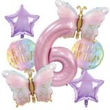 Pink digital butterfly aluminum foil balloons and purple star balloons are suitable for butterfly themed parties and birthday
