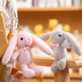 Plush Bunny Kawaii Keychain Cute Cartoon Rabbit Love Pompom Trinket Toy Girl Bag Car Keychain Mobile Phone Pendant Jewelry Gift