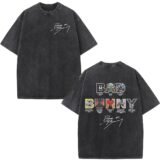 Rapper Bad Bunny Album Cover Print T-shirt Debi Tirar Mas Fotos DTMF Washed Vintage T Shirt Men Women Hip Hop Oversized T-shirts