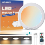 Rechargeable Ceiling Light with Remote, 3 Color Temperatures Dimmable Timing Wireless Overhead Light for Closet Shower Living