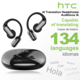 【Replaceable battery】HTC NE50 Bluetooth Earphone AI Translation Earbuds Comfort Earhook HD Bass Wireless Headphones with Mic