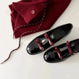 Retro British Style Mary Jane Women’s Round Toe Chunky Heel Single Shoes with Bow Tie Comfortable Leather Loafers for Autumn Win