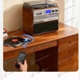 Retro all-in-one vinyl record player, tape player, CD player, wireless card speaker, multi-functional decorative gift