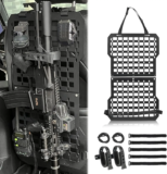 Rigid Molle Panel for Vehicle Seat Back Truck Mount Organizer with Gun Rack Hook Loop Fasteners Elastic Rope Storage Black