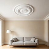 Round Ceiling Medallion European Design PU Ceiling Ornament Light Fixture Cover Plate Moisture-Proof Interior Decor Polished