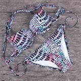 Sexy Bikini Swimsuit Women Lettuce Floral Bathing Suit Swimwear Push Up Padded Beach Wear Swimming Suit Bikini