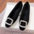 Round-toe Pleated Retro Simple Slip-on High-heel Loafers Women