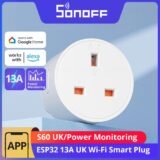 SONOFF S60 13A UK Wi-Fi Smart Socket iPlug 1-5PCS Power Monitoring Timer Smart Scene Remote Control eWeLink Alexa Google IFTTT