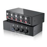 Stereo Audio Switch Selector 4-IN-1 Bi-direction Stereo RCA AUX Audio Switch A/B Splitter 3.5mm Aux L/R RCA 4X1 Audio Switch Box