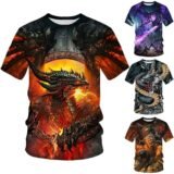 Summer New Cool 3D Dragon Printed Fashion Men’s Round Neck Short Sleeve T Shirt Funny Kids T shirt Size100-6XL Oversized