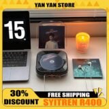 Syitren R400 Retro Wireless CD Player Portable Bluetooth Support Wired Connection No Built-in Horn Walkman High Sound Art Style