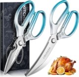 TIJERAS Kitchen Scissors Set Blue – Stainless Steel Kitchen Shear, Sharp Meat Scissors Dishwasher Safe, Heavy Duty Poultry Shears, Japanese Cooking Scissor for Food, Chicken,Turkey, Christmas Gifts