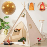 Tiny Land Teepee Tent for with Star Lights, Foldable Play Tent for Girls and Boys, Washable Indoor Toddler Tent, Cozy Warm Read