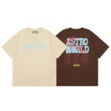 Travis Scott Collaboration Short Sleeve T-Shirt Classic Style Lightning American Trendy Brand Casual Base Layer Top