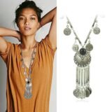 Trendy Bohemian Long Necklace For Women Vintage Ethnic Gypsy Boho Beach Antique Silver Color Necklace Coin Tassel Turkey Jewelry