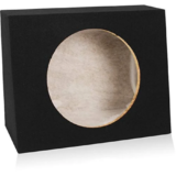 Truck hatchback subwoofer enclosure: 5/8 MDF, black carpeted,