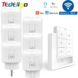 Tuya WiFi Smart Plug Socket 16A 3000W 433MHz Wireless Remote Control Outlet Switch with Power Monitor, EU FR Work with Alexa