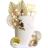 White Gold Balls Cake Toppers Balls Birthday Cake Decorations for Birthday Boho Wedding Baby Shower Party Supplies (White Gold)