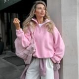 Winter Jacket Wool Long Sleeved Hooded Sweatshirt Casual Fashion Loose Solid Color Zipper Lapel Pullover Sweatshirt