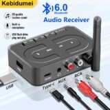 Wireless Audio Adapter Bluetooth 6.0 Receiver RCA 3.5mm AUX Jack Stereo Music Wireless Adapter Support U-Disk Playback Car Kit