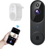 Wireless Video Doorbell Camera with Two-Way Audio, AI Motion Detection, Night Vision, Cloud Storage, 2.4G Wi-Fi