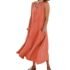 Vintage Women Solid Mini Dress Summer Fashion V-neck Three Quater Sleeve Cotton Linen Dress Ladies Casual Holiday Vestidos