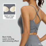 Women Crisscross Back Yoga Tank Top with Built-in Pads, Sleeveless Workout Crop Top, Breathable Athletic Shirt for Fitness