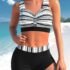 Sexy Abstract Sun Print Bikini Set 2025 Women Push Up Bra Mesh Skirt 4 Piece Swimsuit Summer Bathing Suit Holiday Swimwear