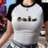 Men’s summer 100% pure cotton cat looking moon graphic print fashionable casual sports loose round neck short sleeved T-shirt