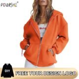 Women’s Zipper Hoodie New Sweatshirt Casual Zipper Style Top Women Hooded Jacket Sweatshirt Casual Drawstring Hoodie With Pocket