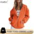 Winter Jacket Wool Long Sleeved Hooded Sweatshirt Casual Fashion Loose Solid Color Zipper Lapel Pullover Sweatshirt