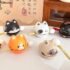 Fortune Cat Ceramic Wind Chimes Hanging Car & Garden Charm Decor with Metal Bells Lucky Feng Shui Craft Good Luck Ornament