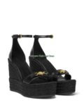 Woven Espadrille Round Toe Open Toe Buckle Sandals Wedge Heel Platform High Heels