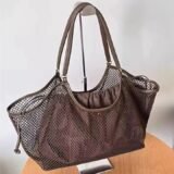 Woven Mesh Women’s Tote Bag Creative Design Casual Vacation Fashion Texture Handbag Versatile Including Inner Bag Shoulder Bag