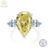 WUIHA 18K White Gold 11*17MM Sapphire Courndum Ring For Women Wedding Anniversary Gift 925 Sterling Silver Jewelry Drop Shipping