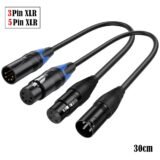 XLR Male 3 Pin to XLR Female 5 Pin & XLR Female 3 Pin to XLR Male 5 Pin Audio Cable for Microphone DMX Stage Light Turnaround