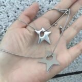 Y2K Irregular Hollow Star Pendant Stainless Steel Necklace for Women Men Unisex Punk Hip Hop 2023 Trending Neck Chain Jewelry