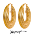18K Gold Plated Hoop Earrings for Women Titanium steel Classic Round Design Hypoallergenic Perfect for Daily Wear Gifts 2.5/3cm