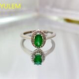 YULEM New Ring 925 Silver Natural Colombian Emerald Ring for Women with Certificate Elegant Gorgous Fine Jewelry