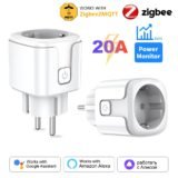 Zigbee2MQTT 20A EU Plug Zigbee3.0 Smart Socket With Power Monitor Smart Home APP Timing Voice Control Work With Google Home